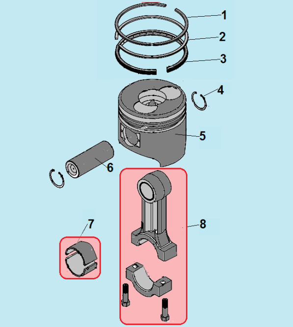 5 ПОРШЕНЬ - ШАТУН ГЕНЕРАТОР CHAMPION DG6501ES +ATS